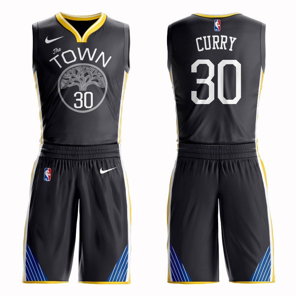 Men 2019 NBA Nike Golden State Warriors #30 Curry black Customized jersey